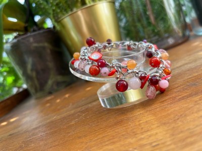 Tons indiens rouge rose orange bracelet